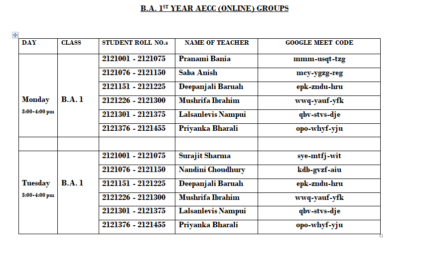 BA I AECC GROUPS AMENDED 01NOV2021