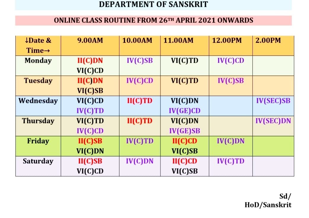 online class routine